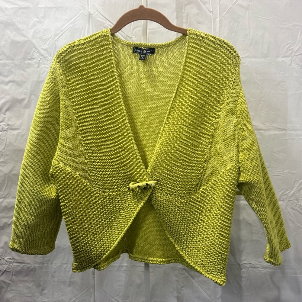 Women’s chartreuse Green Knit Toggle Cardigan